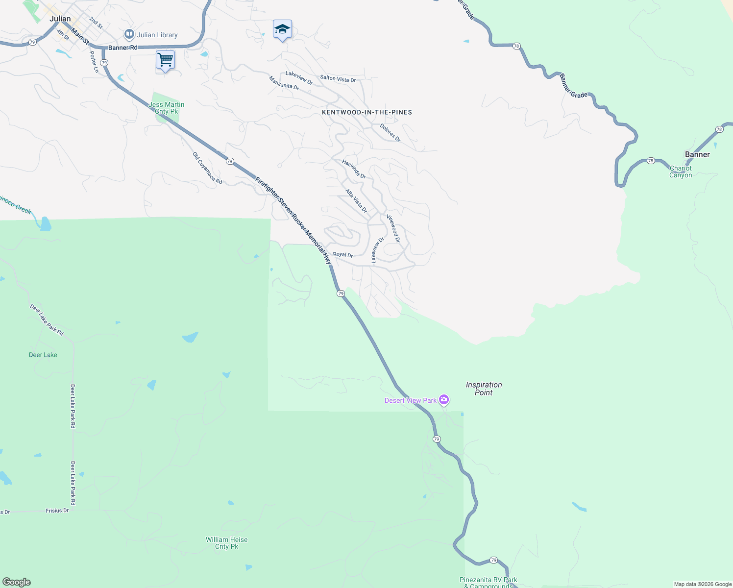 map of restaurants, bars, coffee shops, grocery stores, and more near 4010 Imperial Drive in Julian