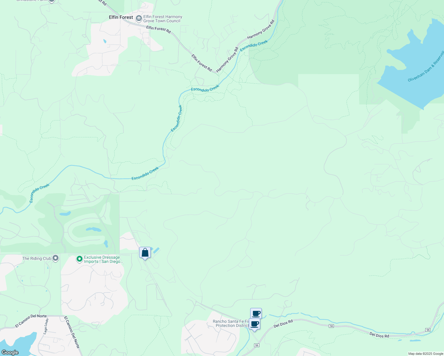 map of restaurants, bars, coffee shops, grocery stores, and more near 7778 Camino Sin Puente in Rancho Santa Fe