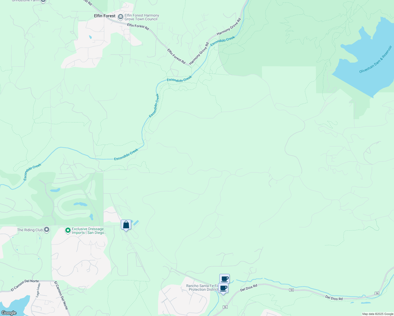 map of restaurants, bars, coffee shops, grocery stores, and more near 7778 Camino Sin Puente in Rancho Santa Fe