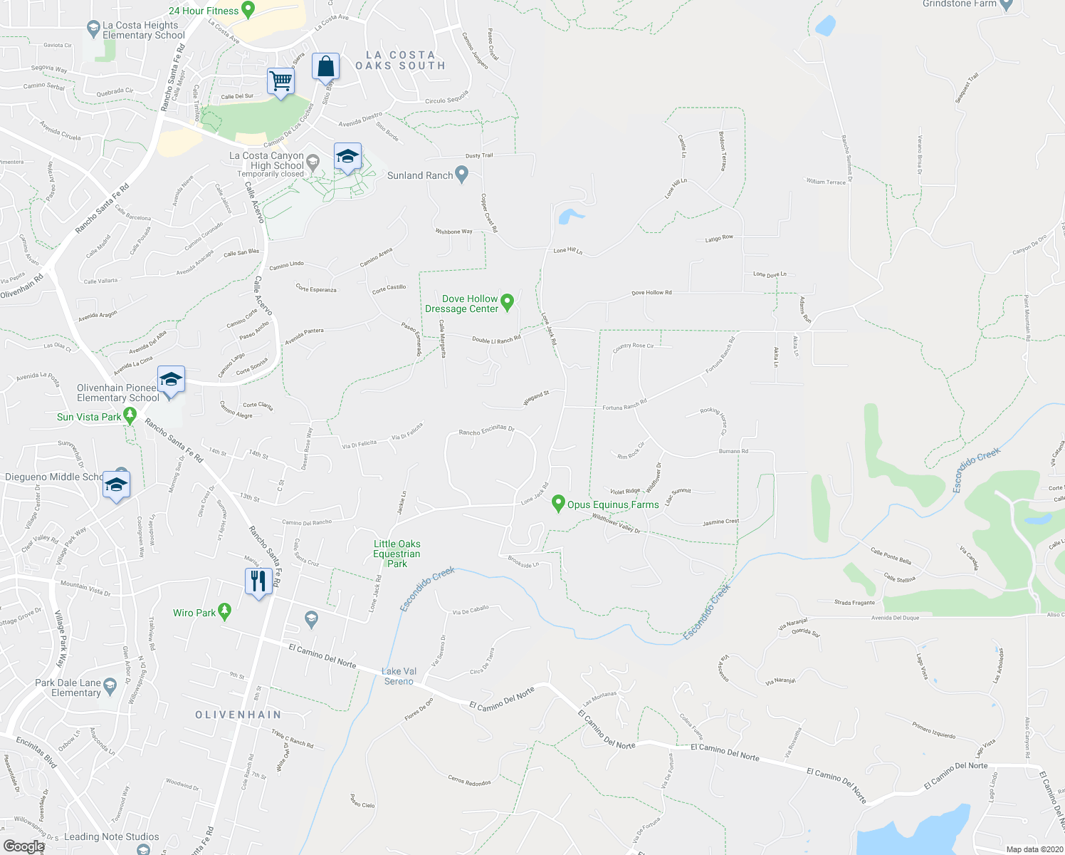 map of restaurants, bars, coffee shops, grocery stores, and more near 1318 Caminito Laura in Encinitas