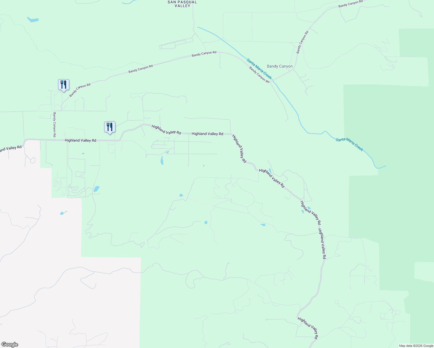 map of restaurants, bars, coffee shops, grocery stores, and more near 18863 Starvation Mountain Road in Escondido