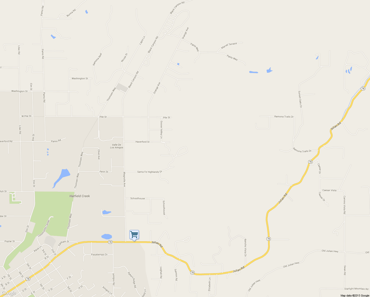 map of restaurants, bars, coffee shops, grocery stores, and more near 991 Cliffrose Circle in Ramona