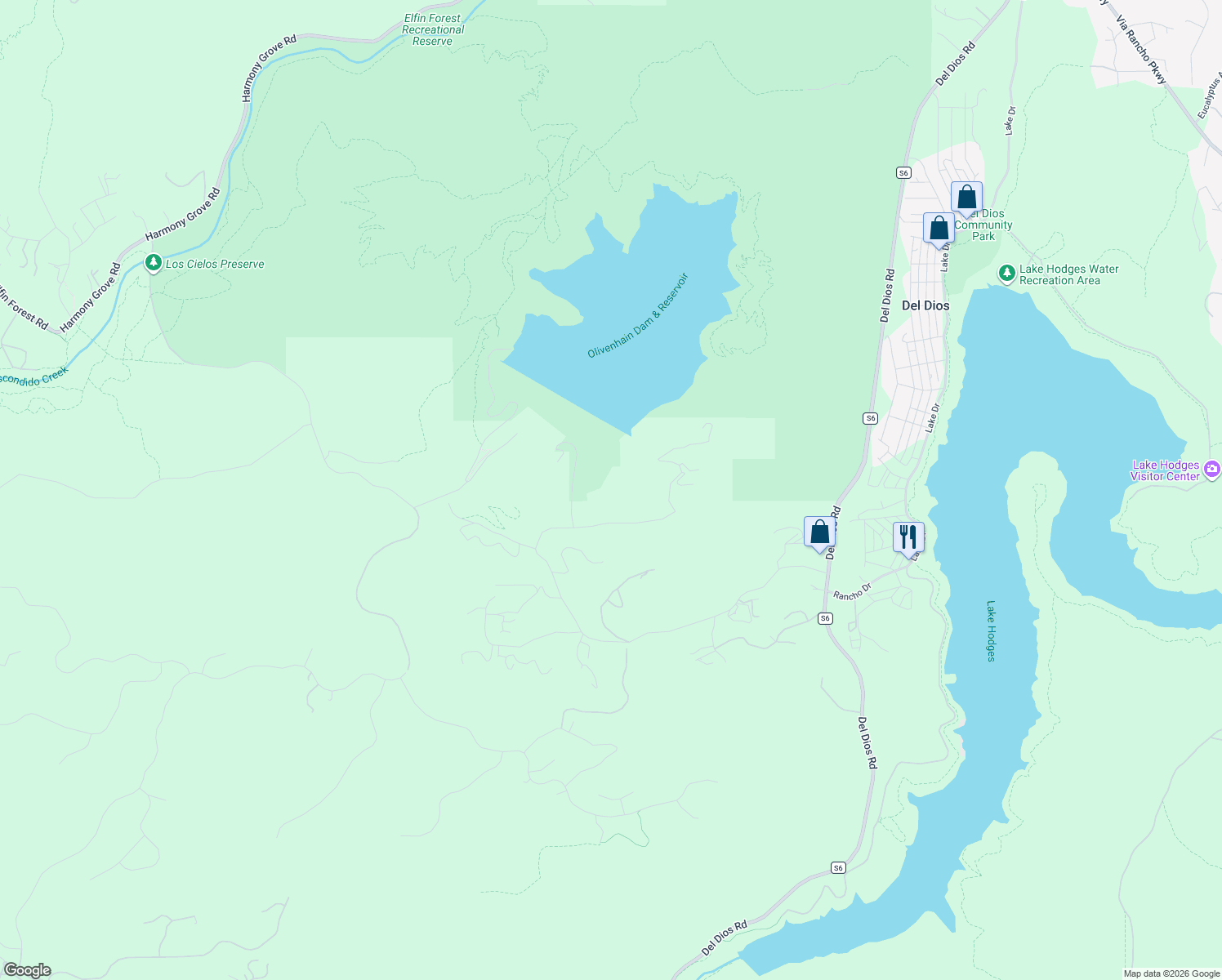 map of restaurants, bars, coffee shops, grocery stores, and more near 8954 Mount Israel Road in Escondido