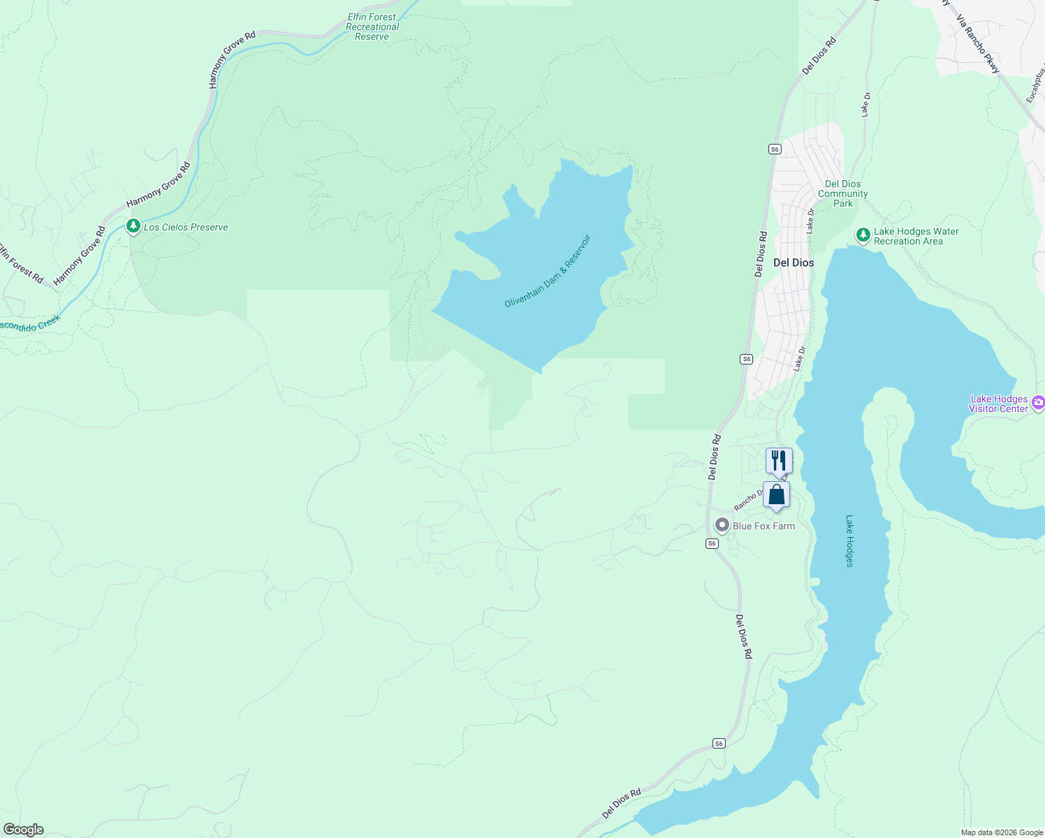 map of restaurants, bars, coffee shops, grocery stores, and more near 8954 Mount Israel Road in Escondido