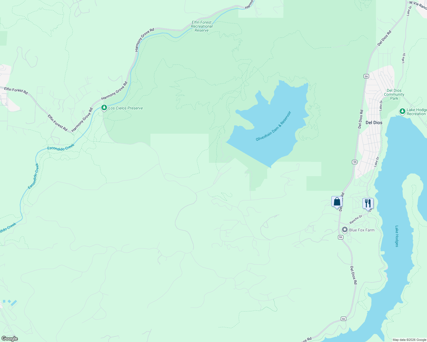 map of restaurants, bars, coffee shops, grocery stores, and more near Mount Israel Road in Escondido