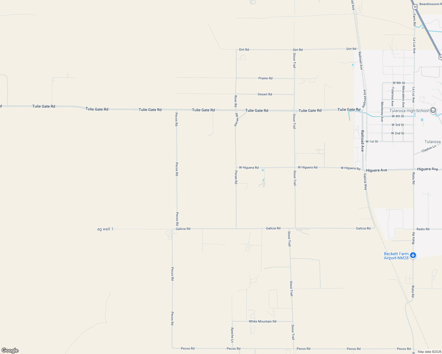 map of restaurants, bars, coffee shops, grocery stores, and more near 54 Pecan Rd in Tularosa