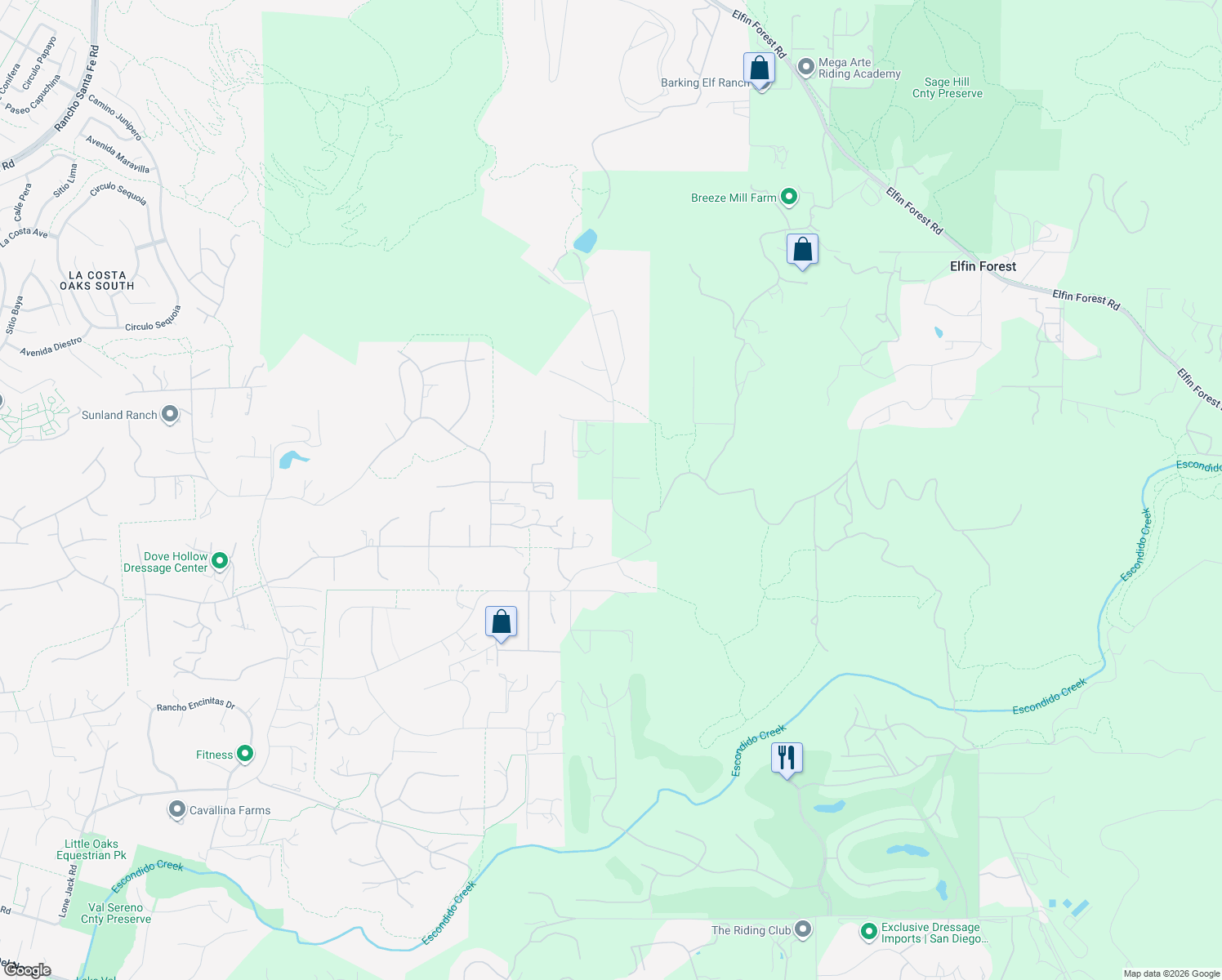 map of restaurants, bars, coffee shops, grocery stores, and more near 1637 Rancho Summit Drive in Encinitas