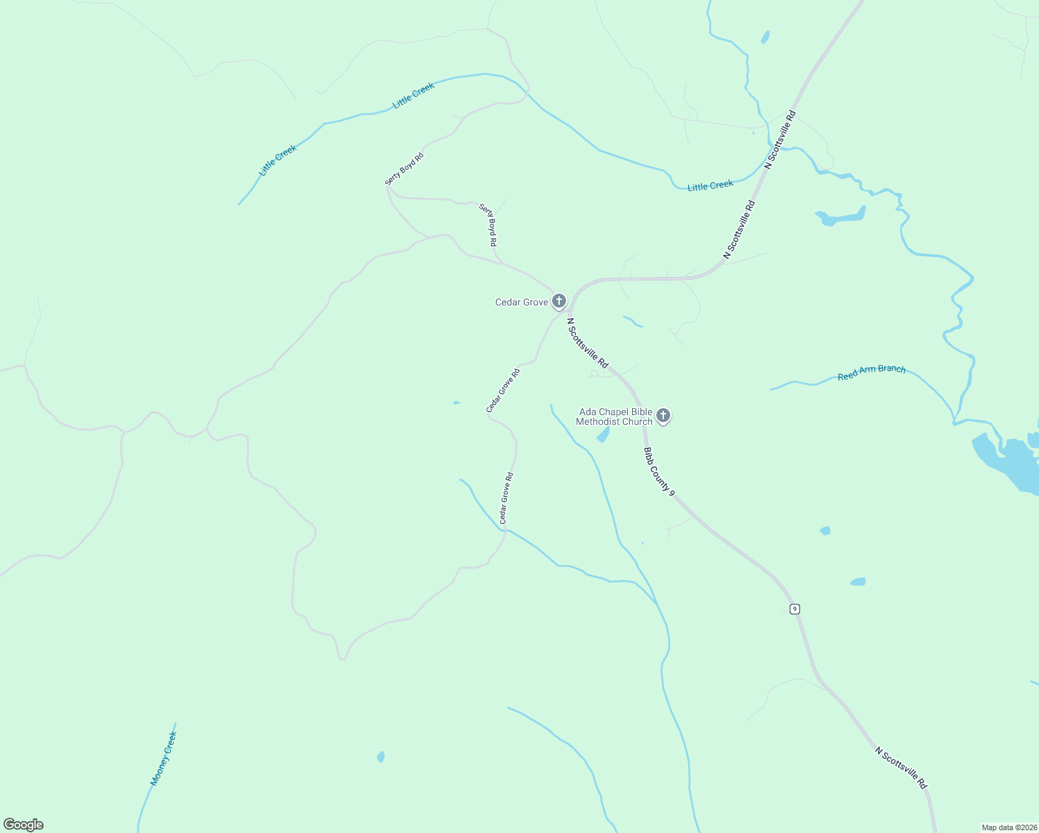 map of restaurants, bars, coffee shops, grocery stores, and more near 514 Cedar Grove Road in West Blocton