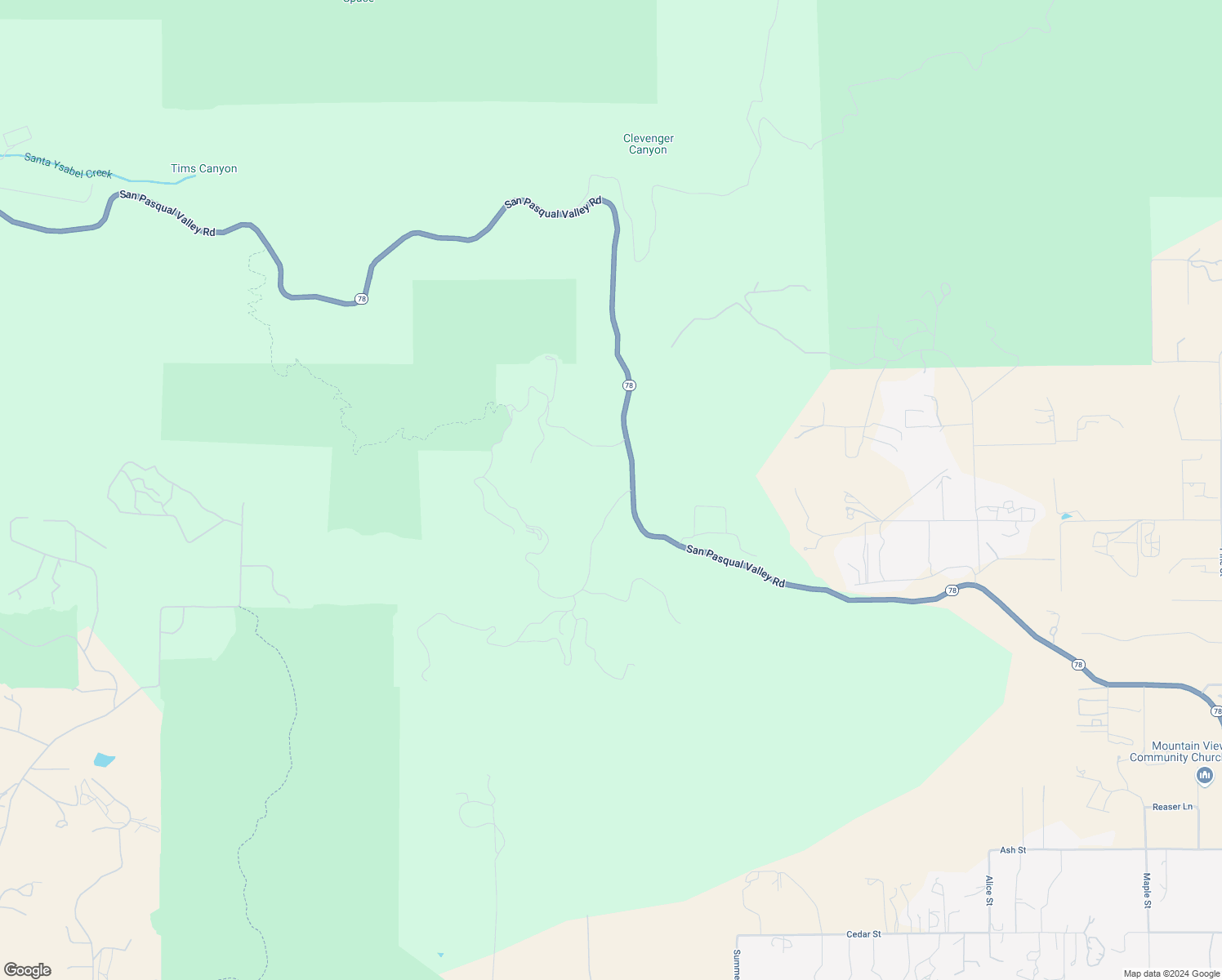 map of restaurants, bars, coffee shops, grocery stores, and more near 19737 California 78 in Ramona