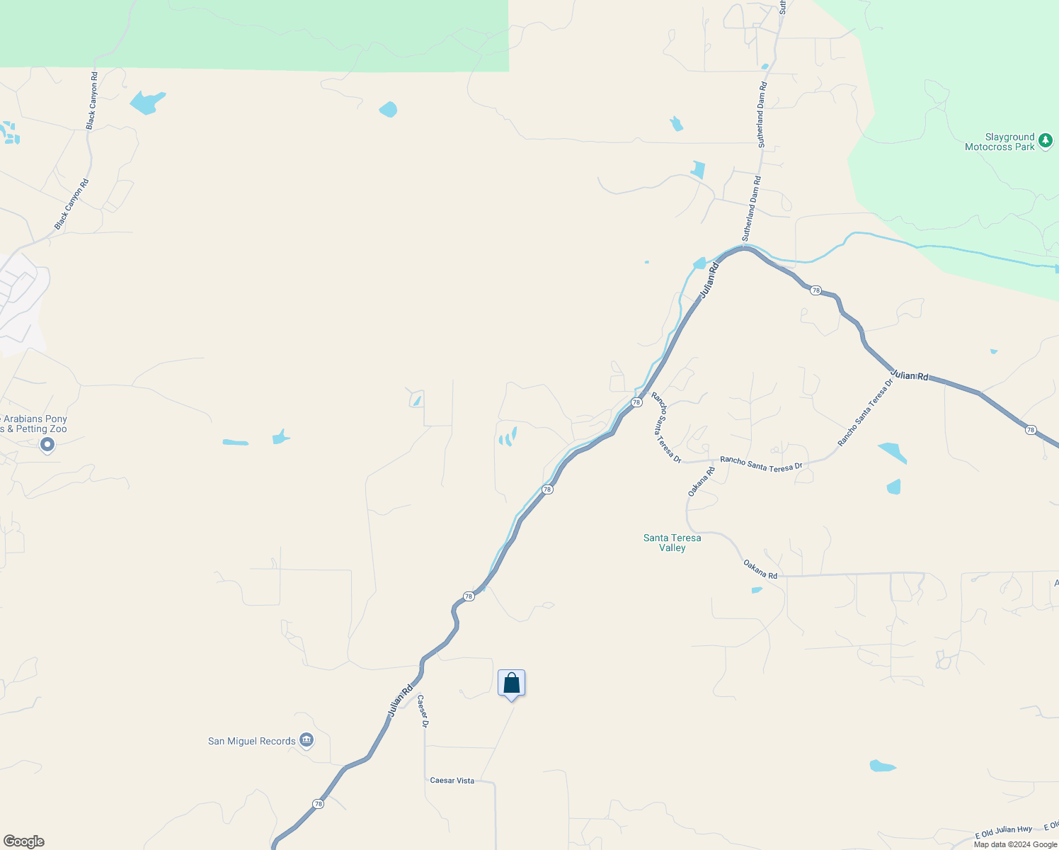 map of restaurants, bars, coffee shops, grocery stores, and more near 19989 Sunset Oaks Drive in Ramona