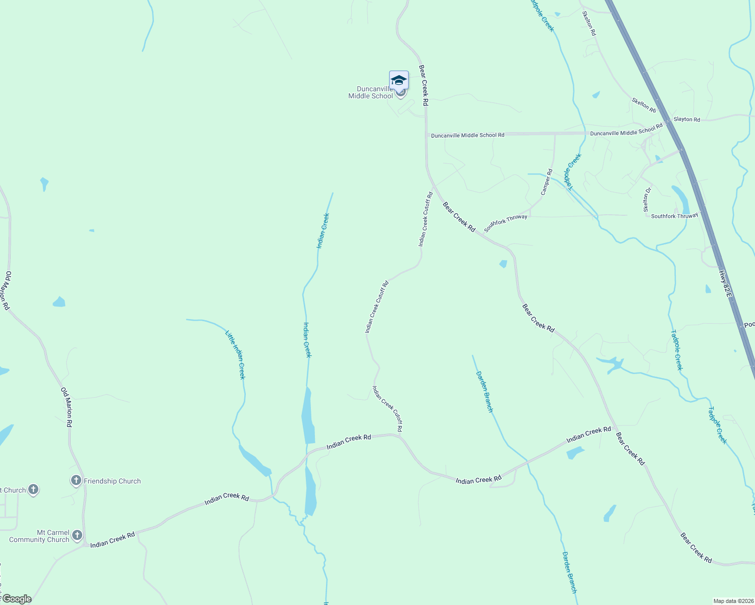 map of restaurants, bars, coffee shops, grocery stores, and more near 13500-14034 Indian Creek Cutoff Rd in Duncanville