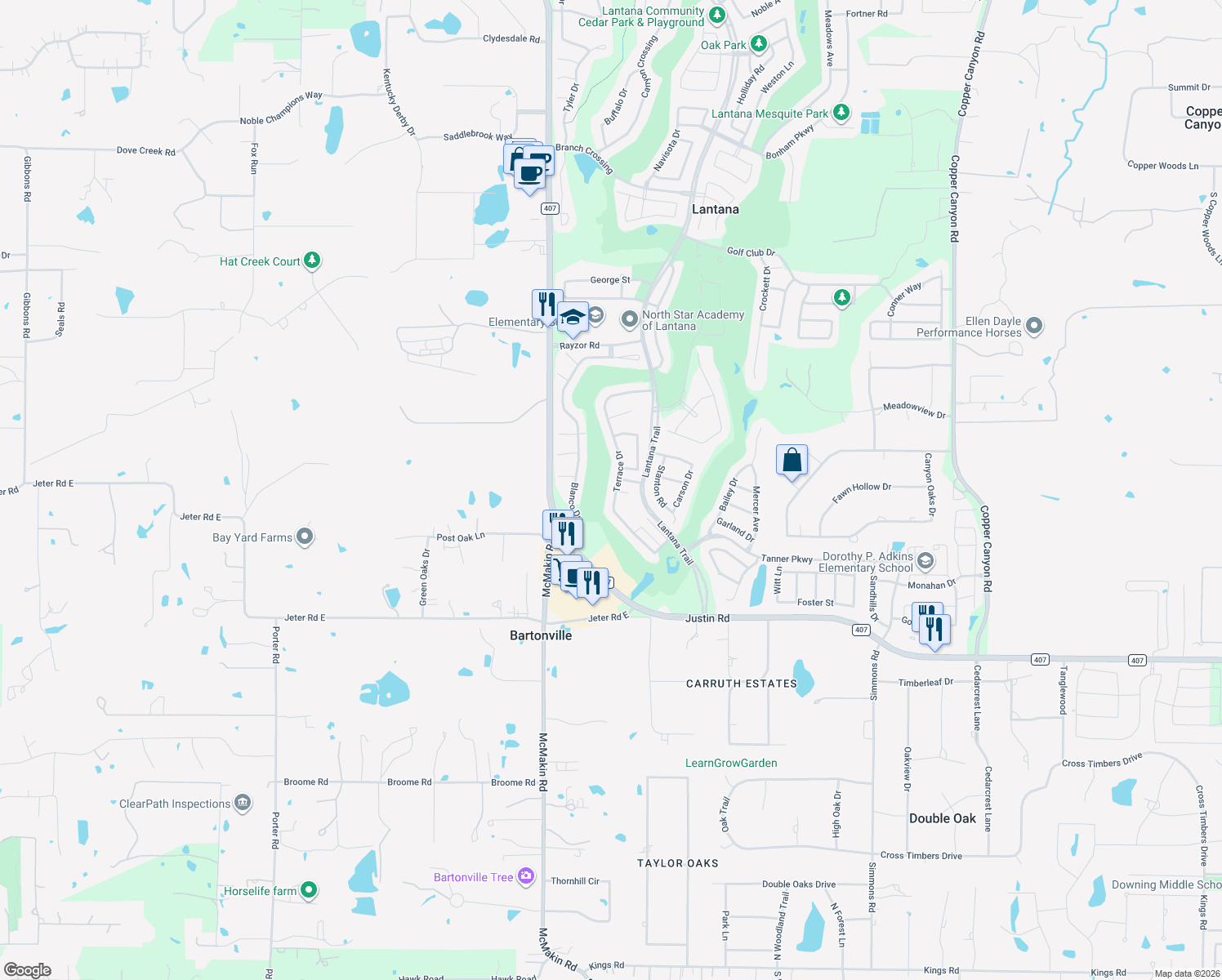 map of restaurants, bars, coffee shops, grocery stores, and more near 1069 Terrace Drive in Lantana