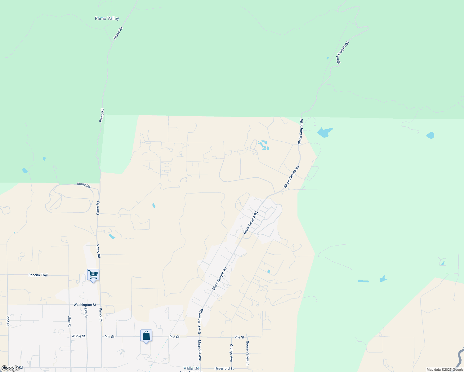map of restaurants, bars, coffee shops, grocery stores, and more near 23029 Stokes Road in Ramona