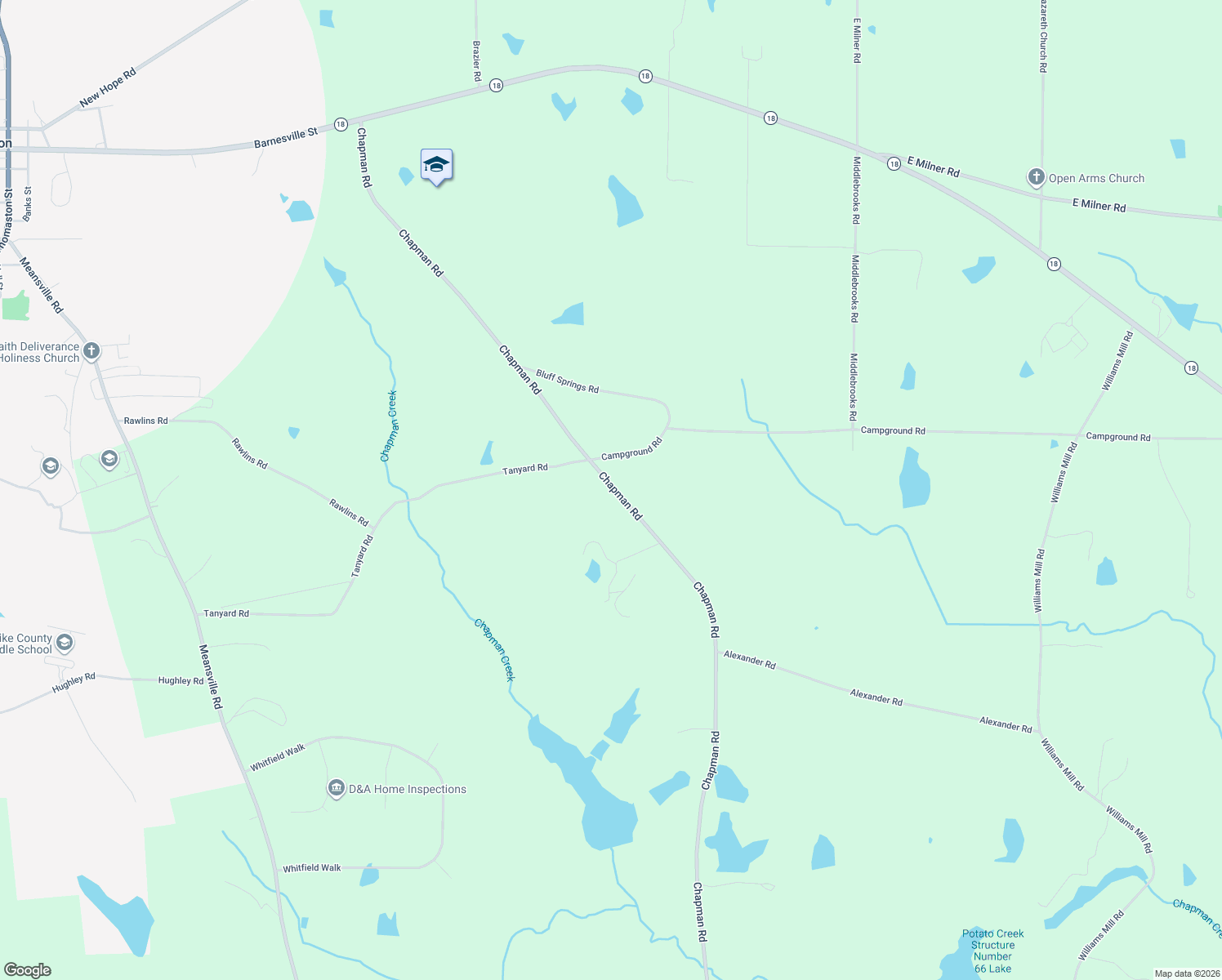 map of restaurants, bars, coffee shops, grocery stores, and more near 615 Chapman Road in Zebulon