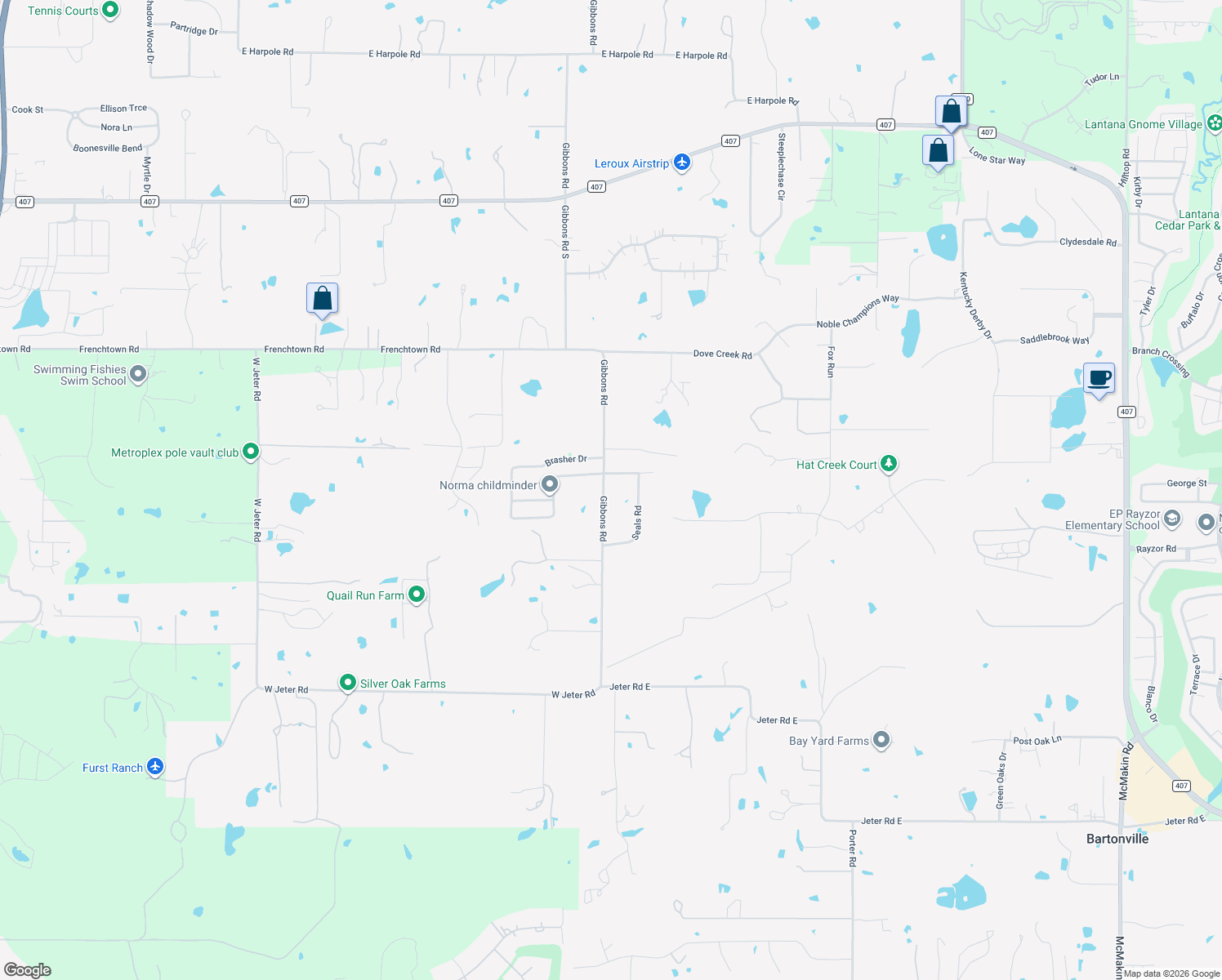 map of restaurants, bars, coffee shops, grocery stores, and more near 1161 Gibbons Road in Bartonville