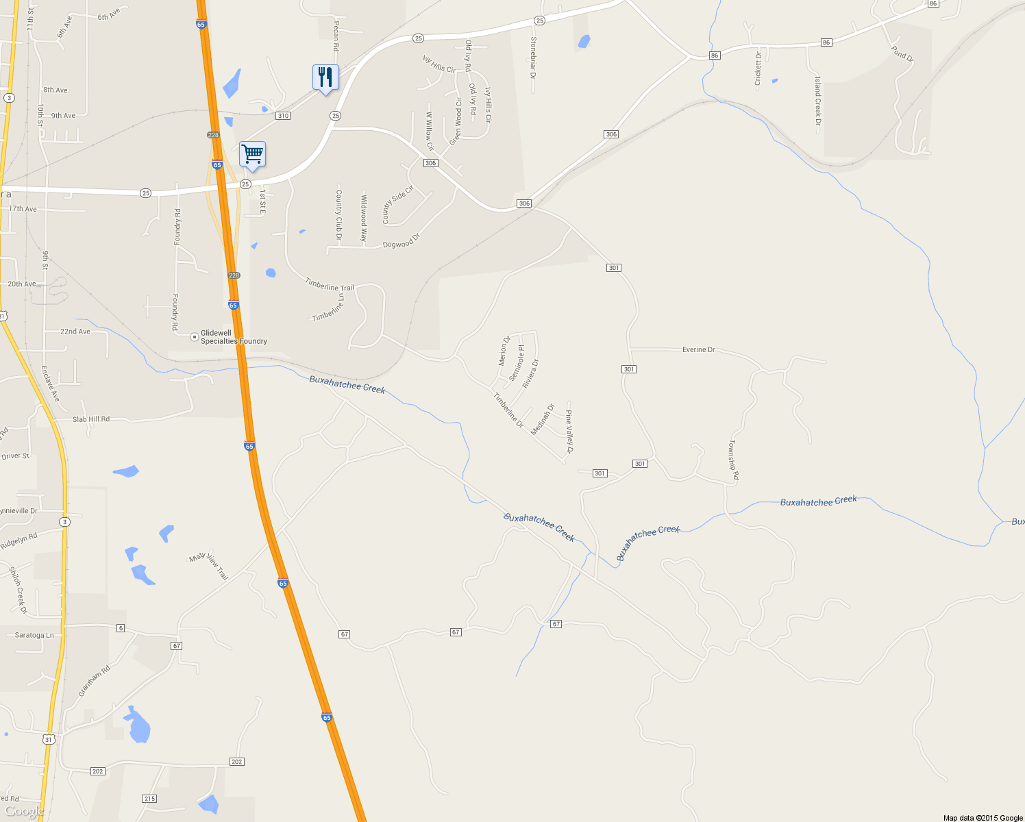 map of restaurants, bars, coffee shops, grocery stores, and more near 1000 Riviera Drive in Calera