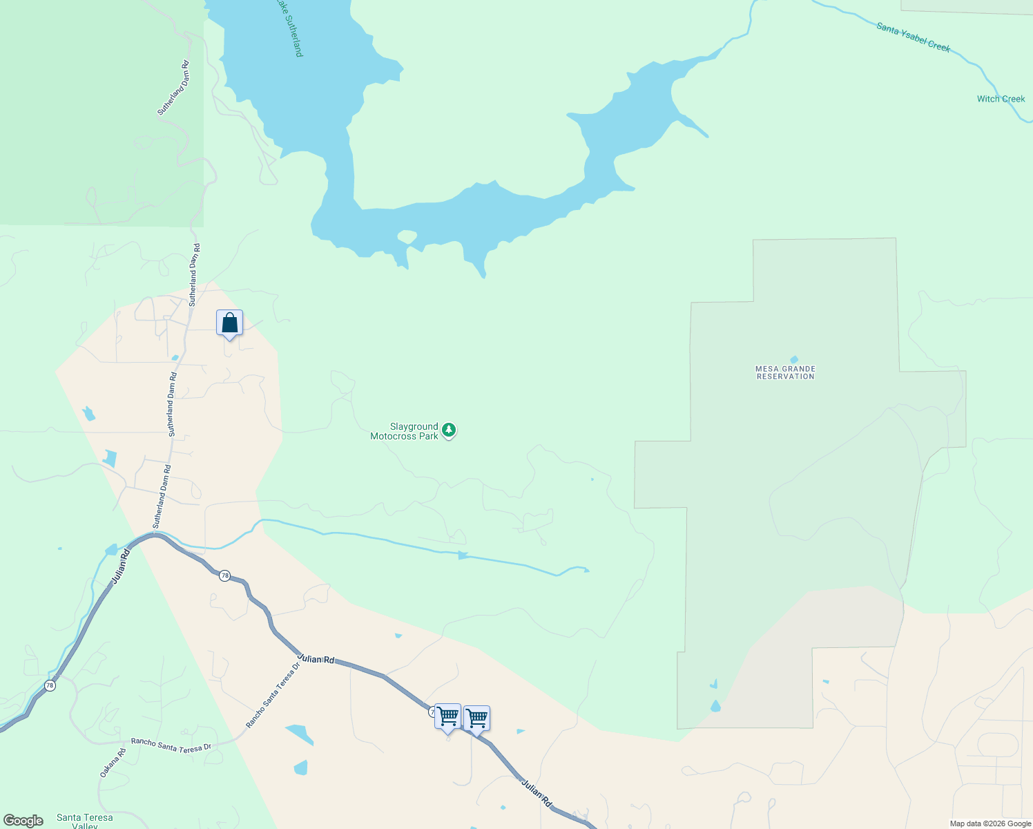 map of restaurants, bars, coffee shops, grocery stores, and more near Unnamed Road in Ramona
