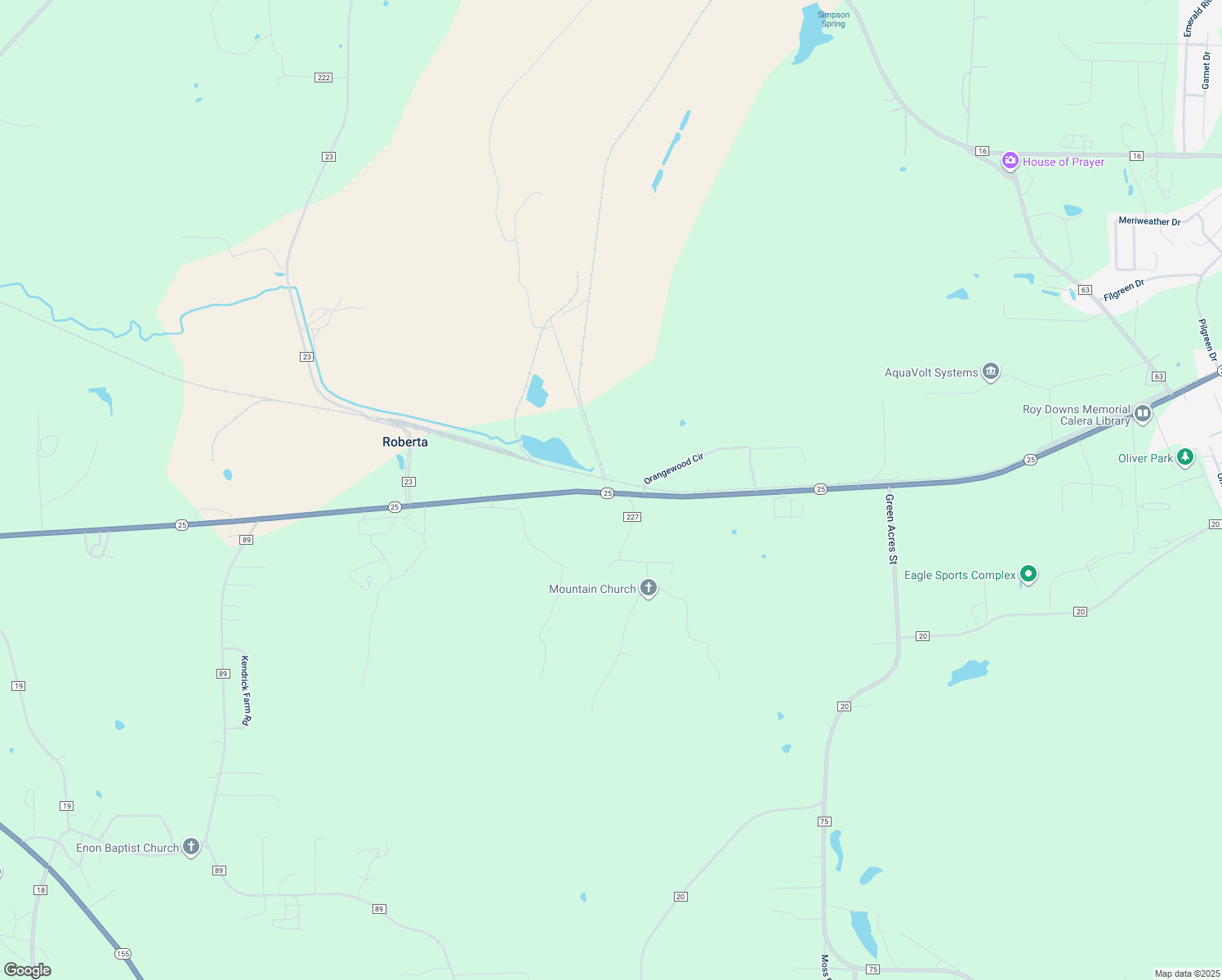 map of restaurants, bars, coffee shops, grocery stores, and more near 8039 Alabama 25 in Calera