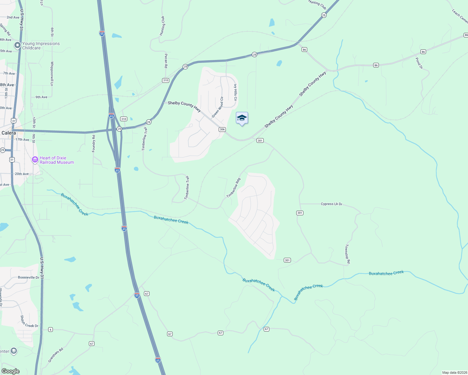 map of restaurants, bars, coffee shops, grocery stores, and more near 1053 Merion Drive in Calera