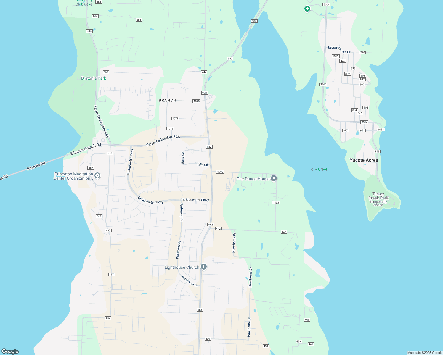 map of restaurants, bars, coffee shops, grocery stores, and more near 10388 County Road 1099 in Princeton