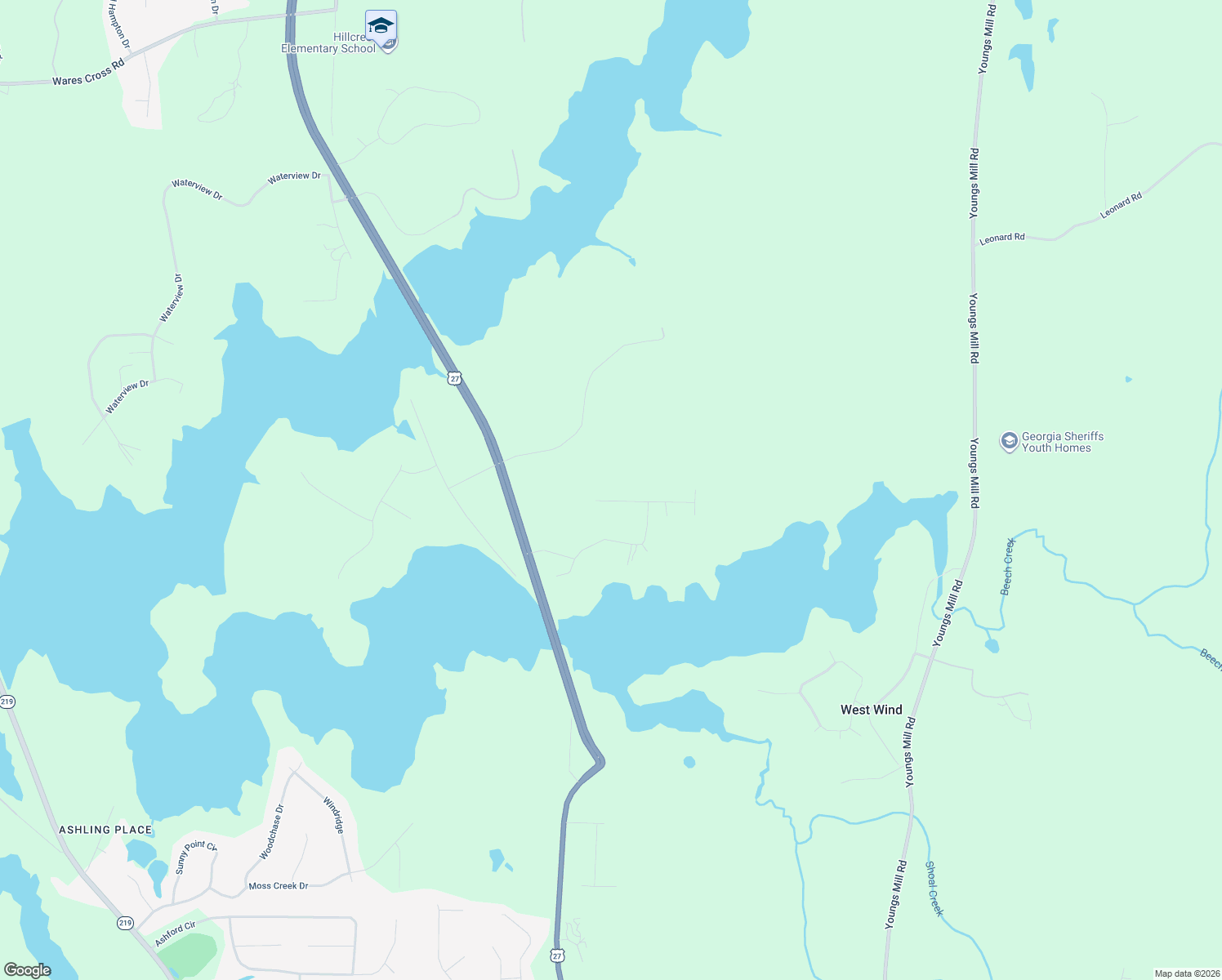 map of restaurants, bars, coffee shops, grocery stores, and more near 207 North View Pointe Drive in LaGrange