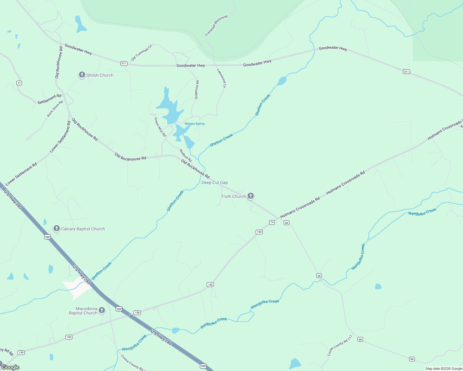 map of restaurants, bars, coffee shops, grocery stores, and more near 2129 Old Rockhouse Road in Sylacauga