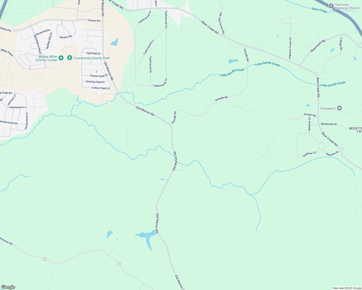 map of restaurants, bars, coffee shops, grocery stores, and more near 13058 Old Marion Road in Tuscaloosa