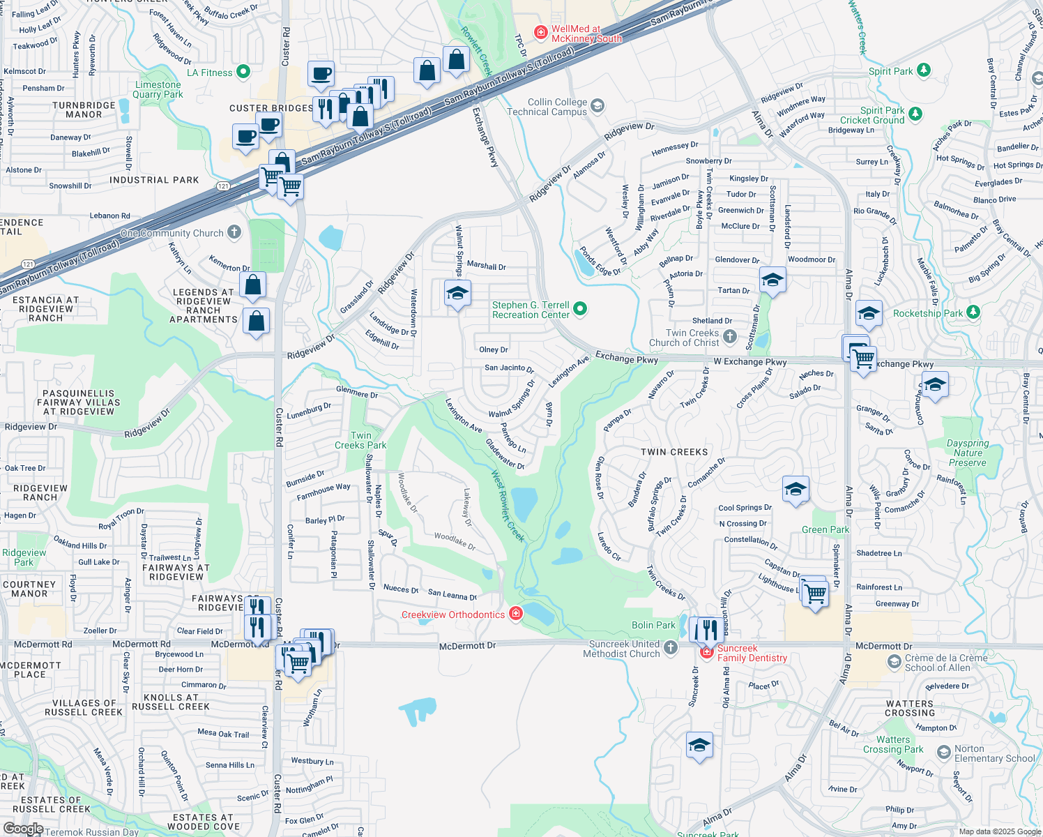 map of restaurants, bars, coffee shops, grocery stores, and more near 1716 Lexington Avenue in Allen