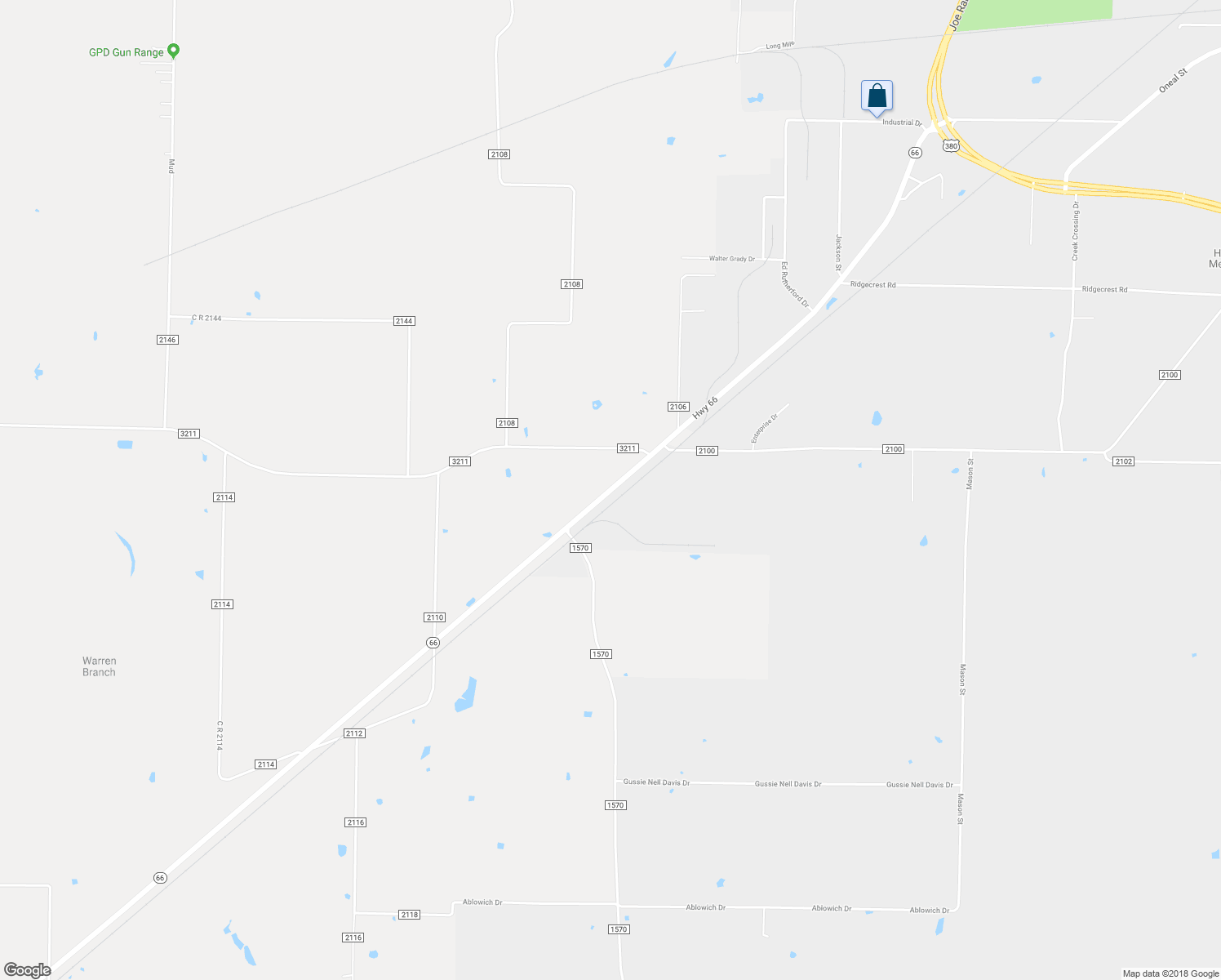 map of restaurants, bars, coffee shops, grocery stores, and more near Highway 66 in Greenville