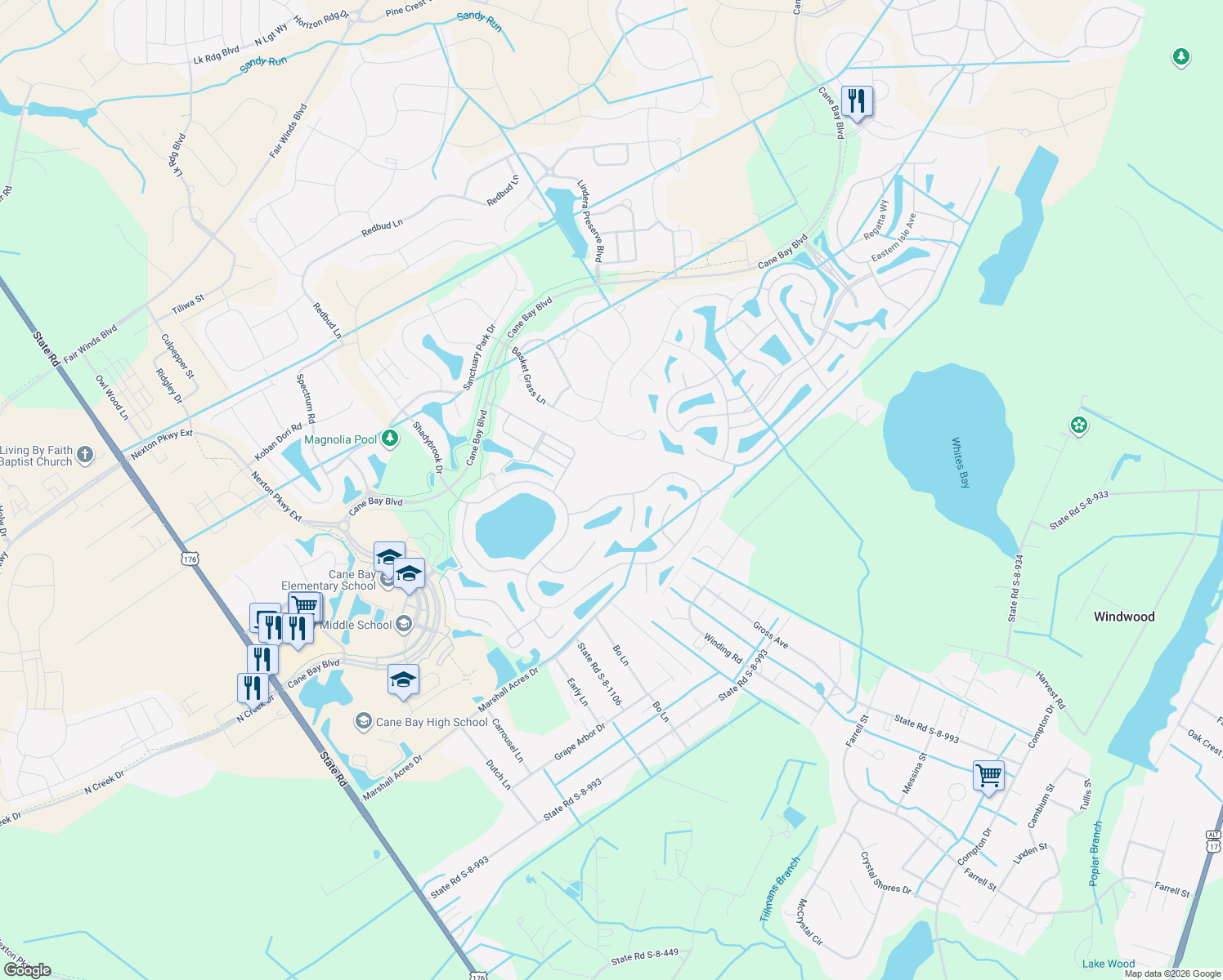 map of restaurants, bars, coffee shops, grocery stores, and more near 395 Decatur Drive in Summerville