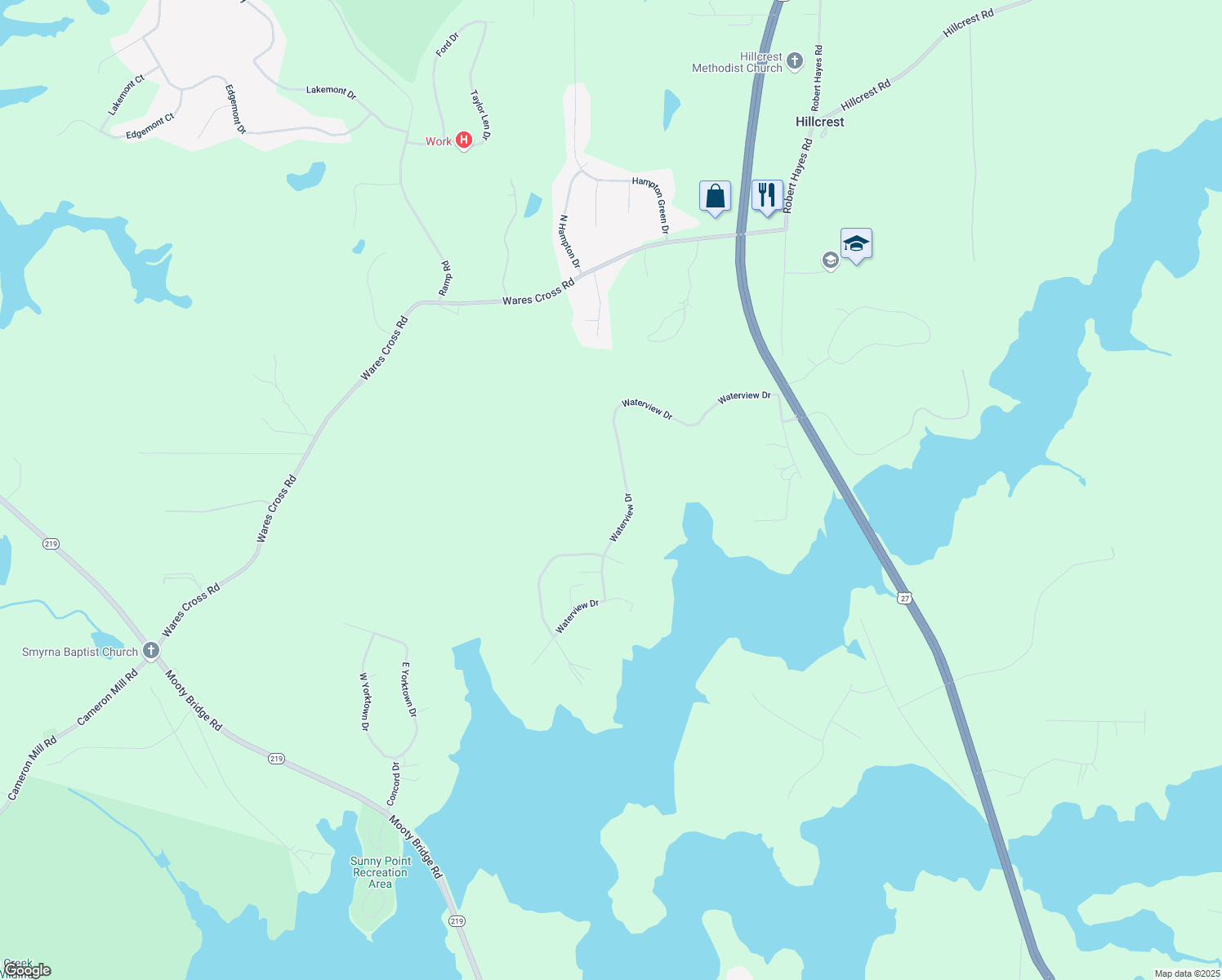 map of restaurants, bars, coffee shops, grocery stores, and more near 486 Waterview Drive in LaGrange