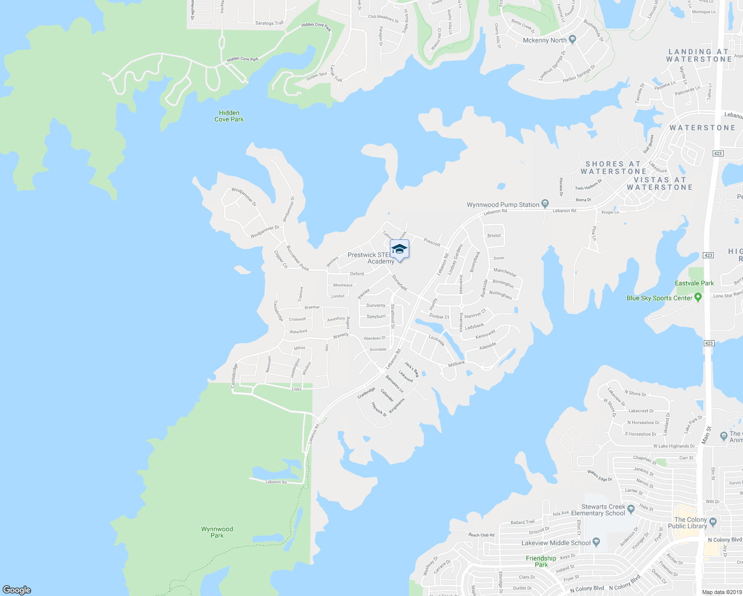 map of restaurants, bars, coffee shops, grocery stores, and more near 3028 Mitchell Way in The Colony