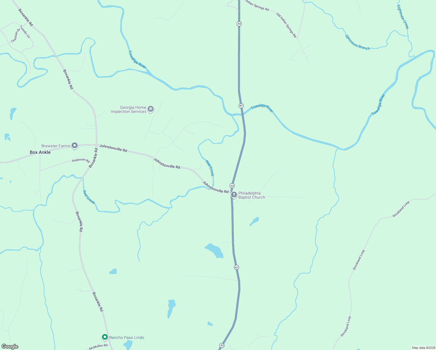 map of restaurants, bars, coffee shops, grocery stores, and more near 4686 Johnstonville Road in Forsyth