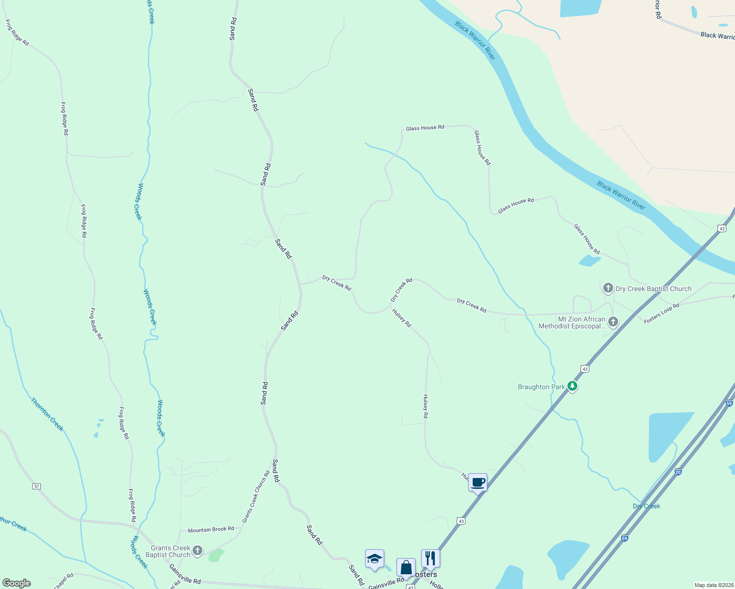 map of restaurants, bars, coffee shops, grocery stores, and more near 14720 Dry Creek Road in Fosters