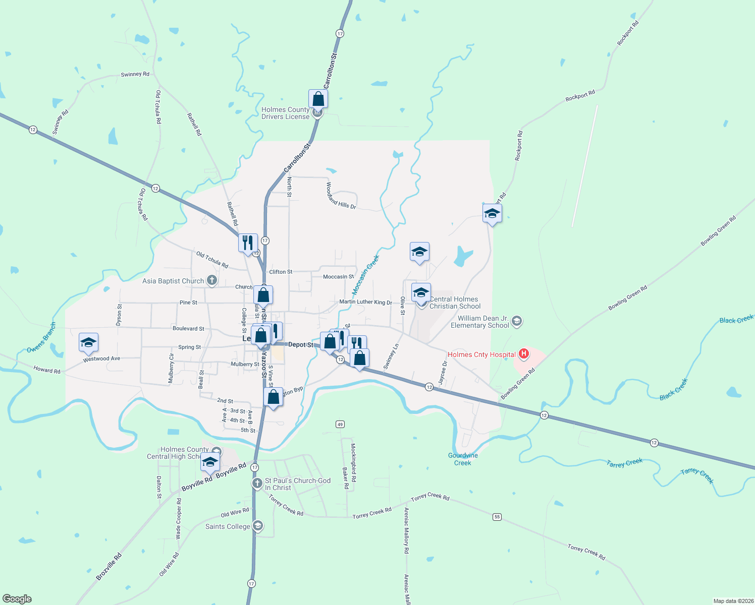 map of restaurants, bars, coffee shops, grocery stores, and more near Martin Luther King Drive in Lexington