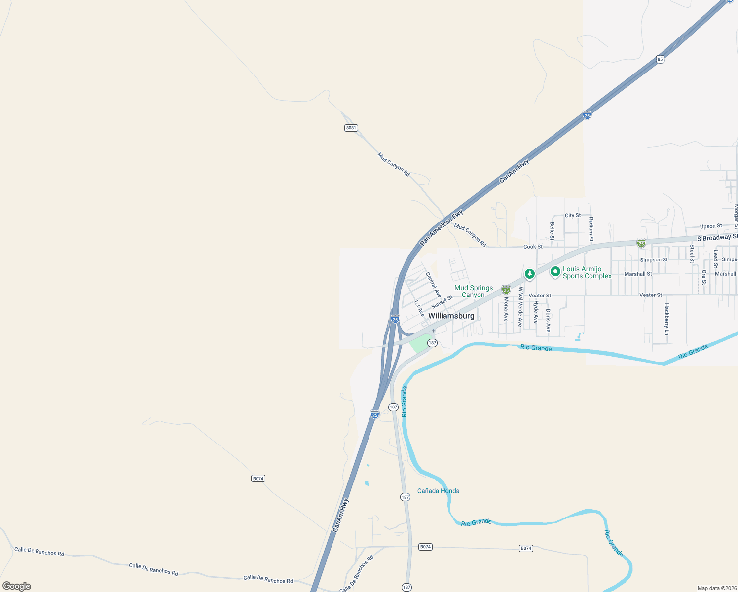 map of restaurants, bars, coffee shops, grocery stores, and more near Frontage Road in Williamsburg