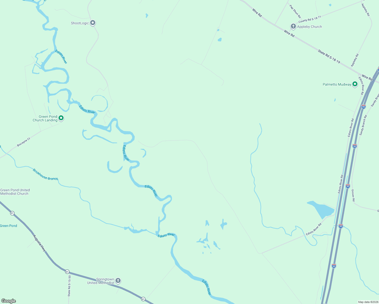 map of restaurants, bars, coffee shops, grocery stores, and more near 1031 Edisto River Road in Reevesville