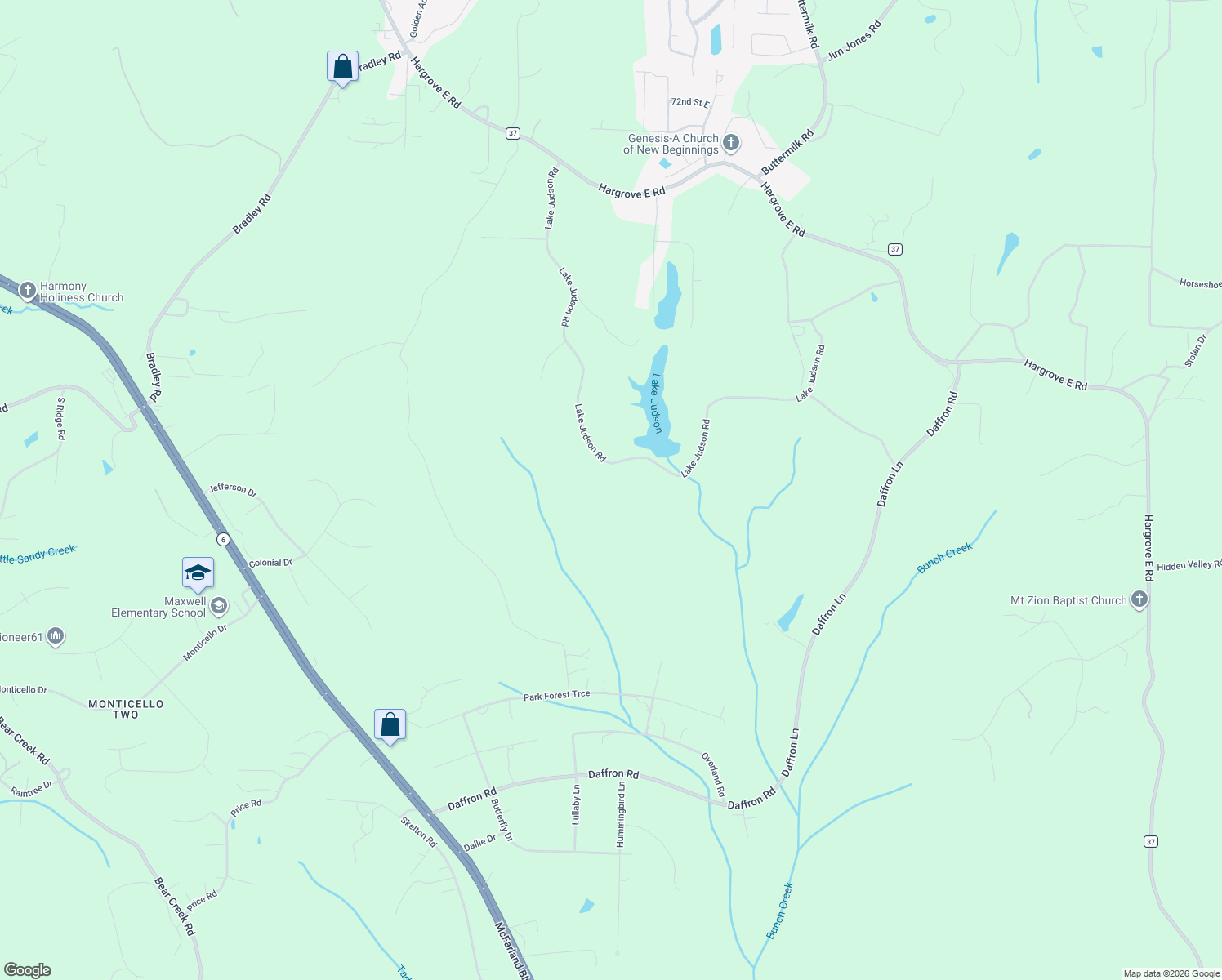 map of restaurants, bars, coffee shops, grocery stores, and more near 8301 Lake Judson Road in Cottondale