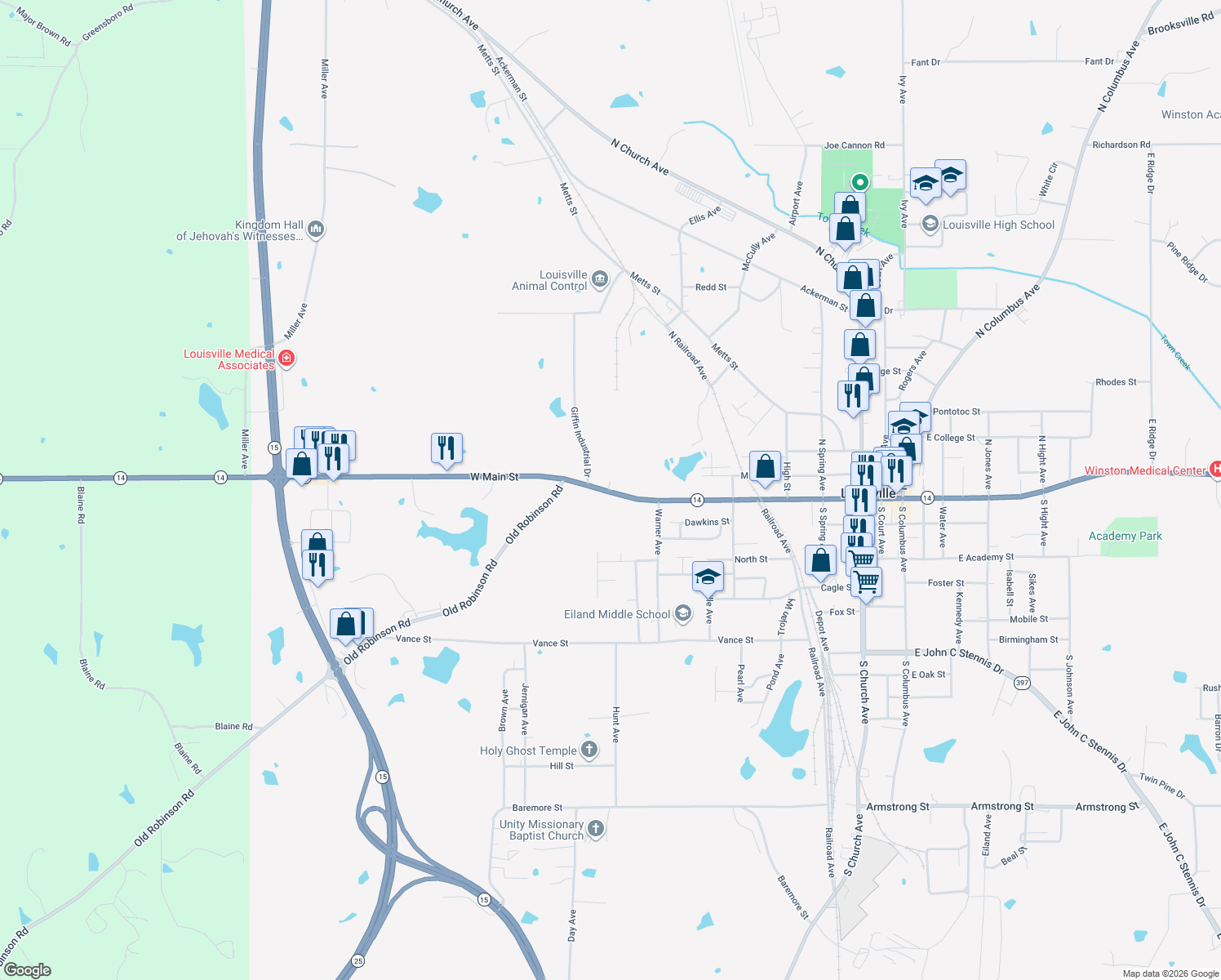 map of restaurants, bars, coffee shops, grocery stores, and more near 912 West Main Street in Louisville