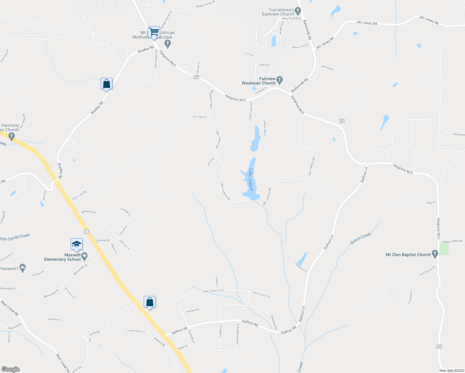 map of restaurants, bars, coffee shops, grocery stores, and more near 8201 Lake Judson Road in Cottondale