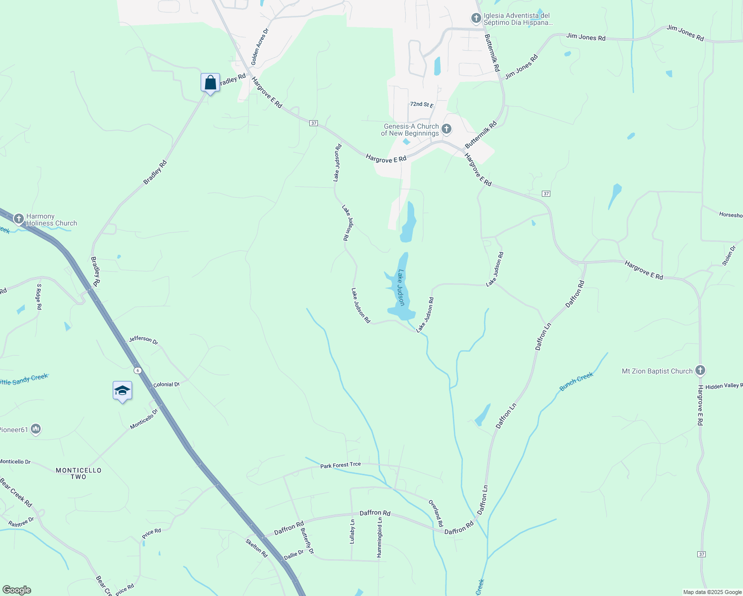 map of restaurants, bars, coffee shops, grocery stores, and more near 8201 Lake Judson Road in Cottondale