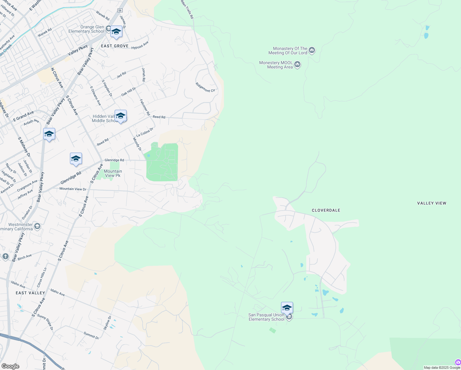 map of restaurants, bars, coffee shops, grocery stores, and more near 2682 Canyon Crest Drive in Escondido