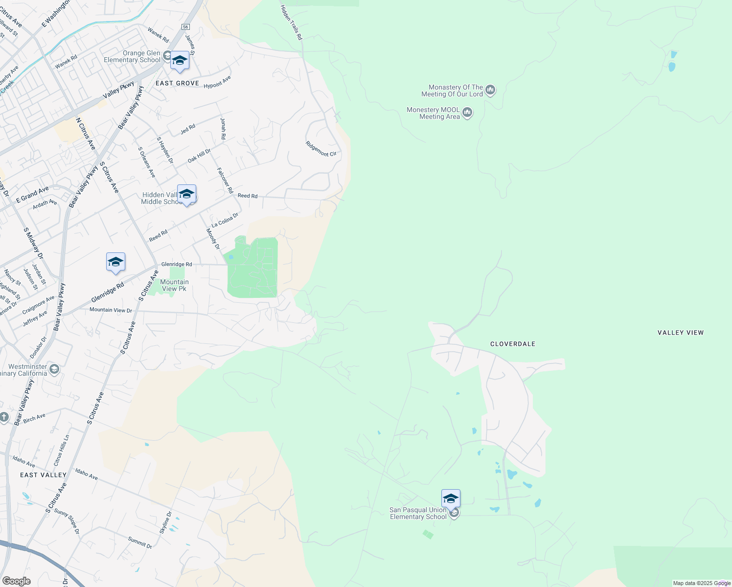 map of restaurants, bars, coffee shops, grocery stores, and more near 2682 Canyon Crest Drive in Escondido