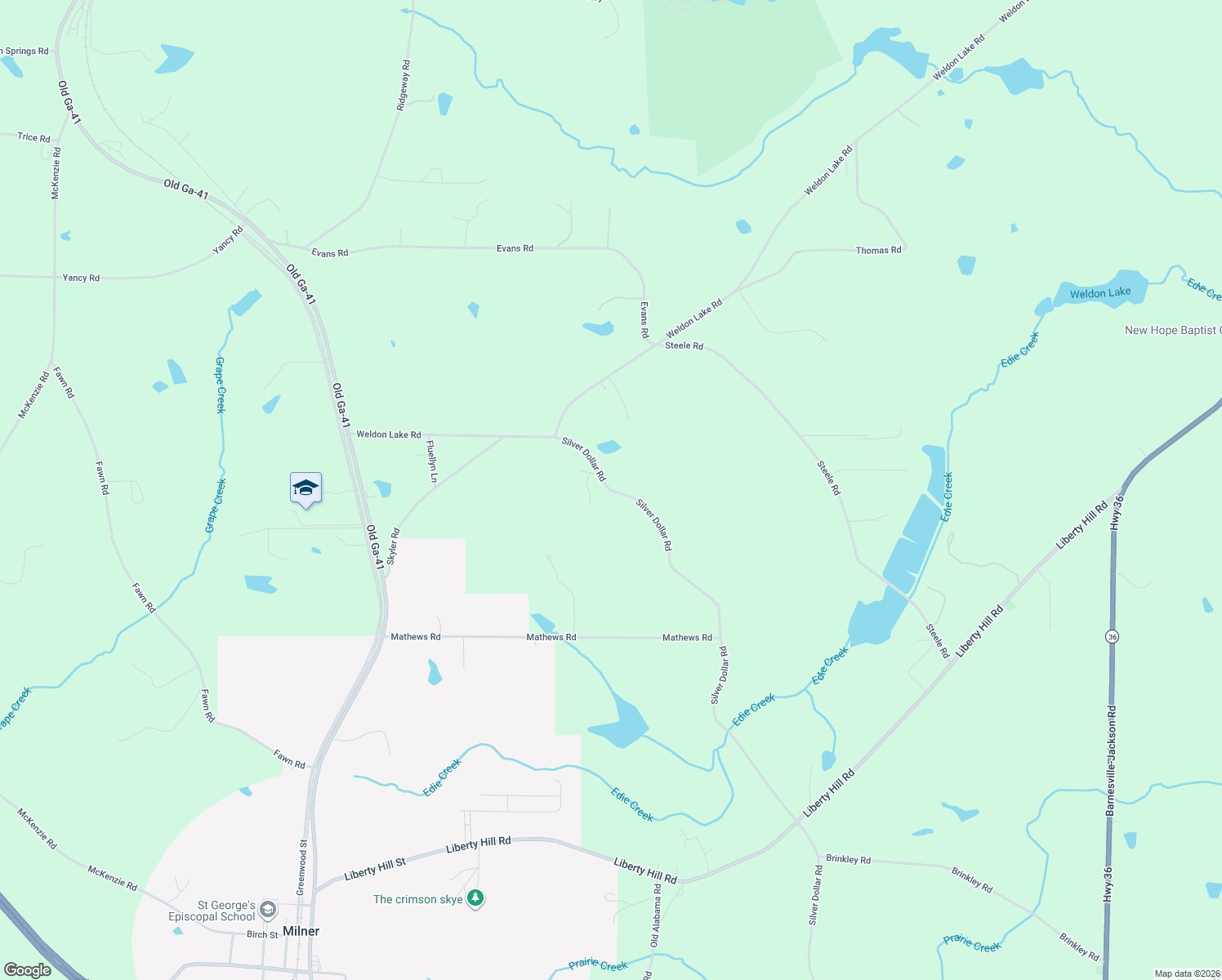 map of restaurants, bars, coffee shops, grocery stores, and more near 926 Silver Dollar Road in Milner