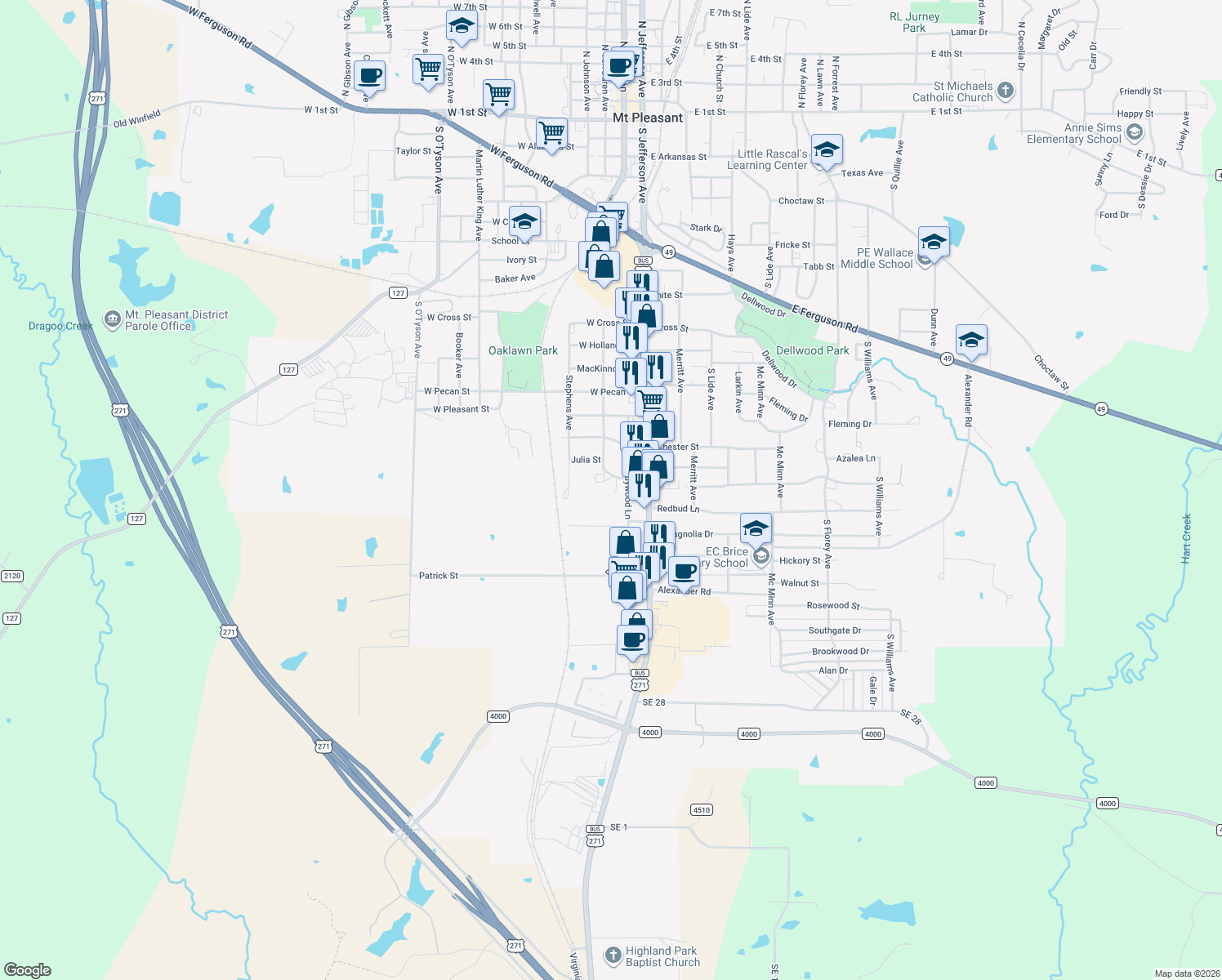 map of restaurants, bars, coffee shops, grocery stores, and more near 203 Morgan Street in Mount Pleasant