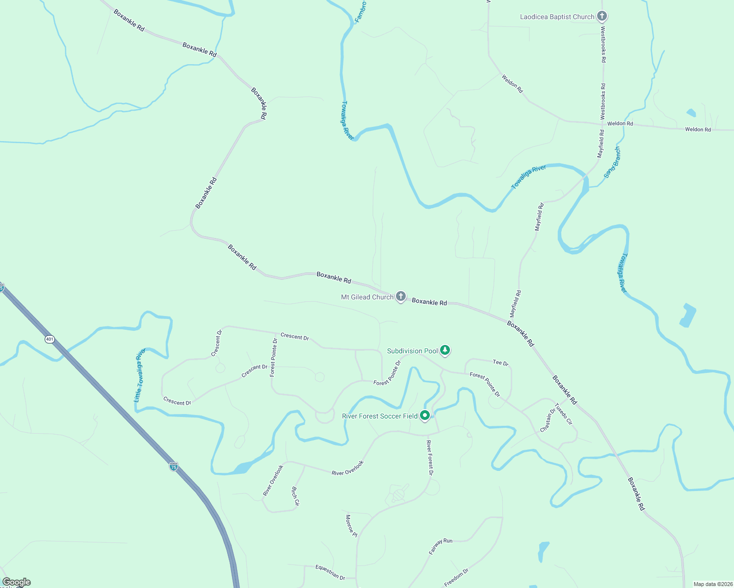map of restaurants, bars, coffee shops, grocery stores, and more near 2760 Boxankle Road in Forsyth