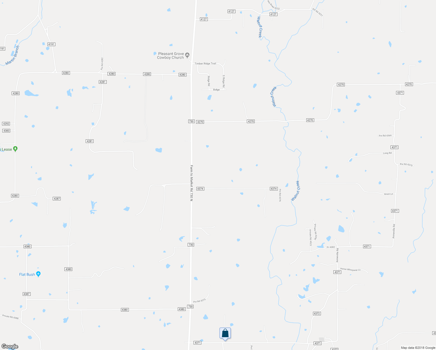 map of restaurants, bars, coffee shops, grocery stores, and more near 265 County Road 4374 in Decatur