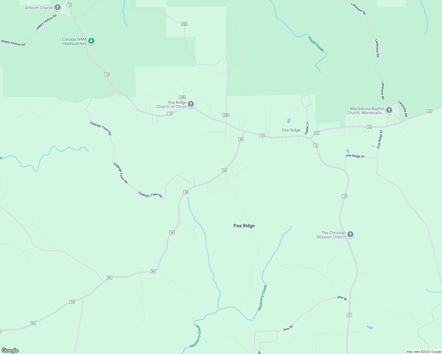 map of restaurants, bars, coffee shops, grocery stores, and more near 435 County Road 54 in Montevallo