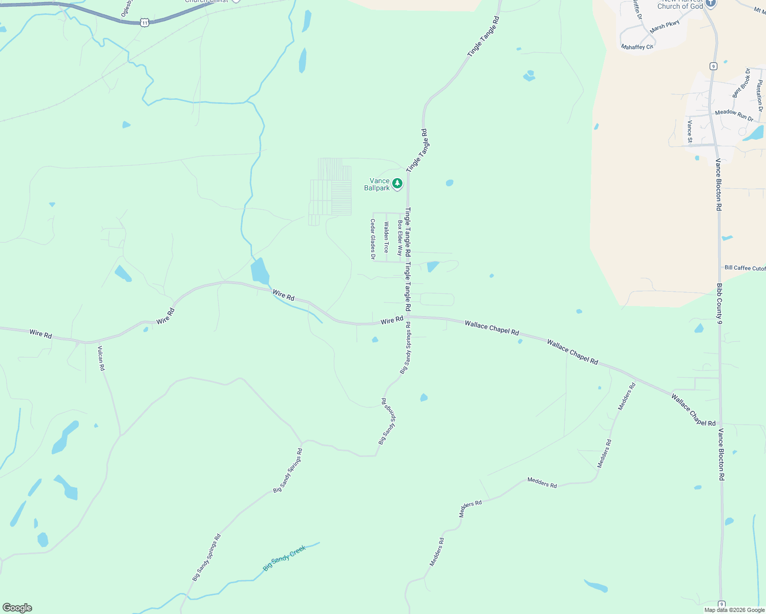 map of restaurants, bars, coffee shops, grocery stores, and more near 17694 Wallace Chapel Road in Vance
