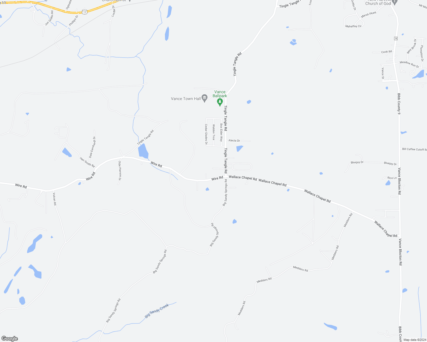 map of restaurants, bars, coffee shops, grocery stores, and more near 17651 Wallace Chapel Lane in Vance